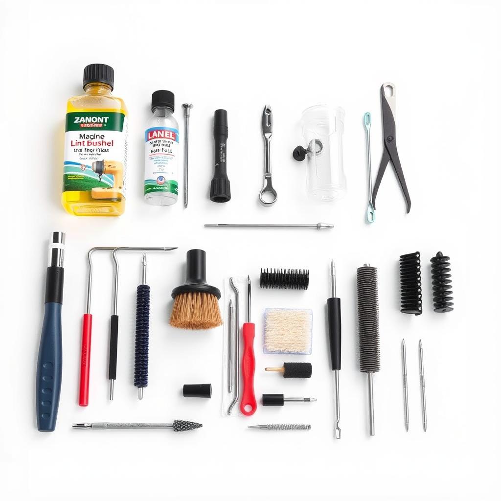 Sewing machine maintenance kit with oil, brushes and tools
