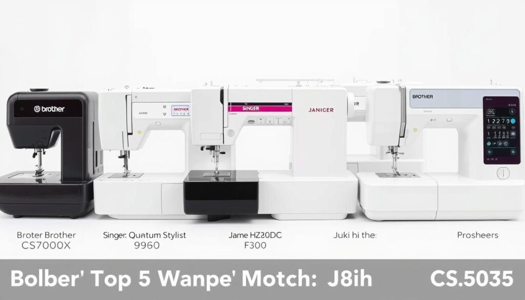 Side-by-side comparison of the top 5 sewing machines for 2025